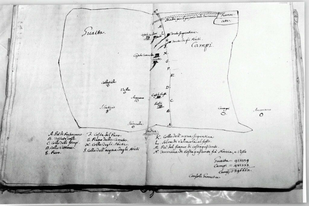 Foto storica - antica mappa del territorio con misurazione in canne (2)